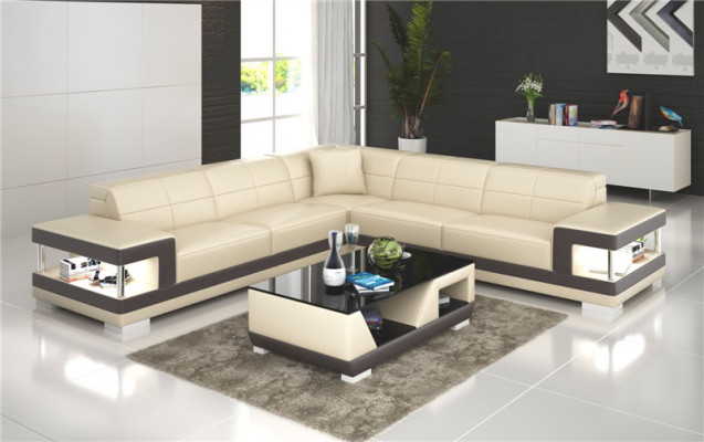 Leather sofa L-shaped couch living area corner sofa set design sofa