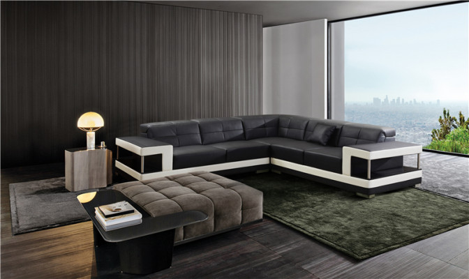 Leather sofa L-shaped couch living area corner sofa set design sofa