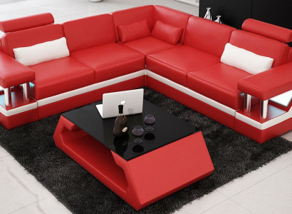 Corner sectional leather sofa living area set design modern sofa L-shape