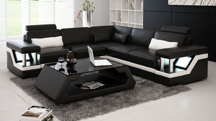 Corner sectional leather sofa living area set design modern sofa L-shape