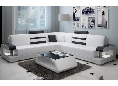 Corner sofa leather couch upholstery corner seating living landscape set L shape