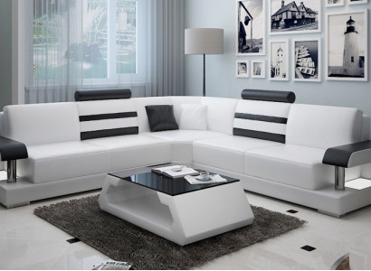 Corner sofa leather couch upholstery corner seating living landscape set L shape