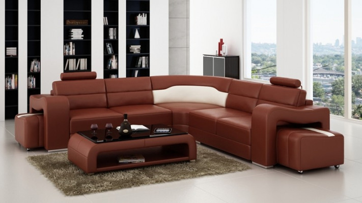 Sectional sofa couch upholstered living landscape leather corner sofas decoration set