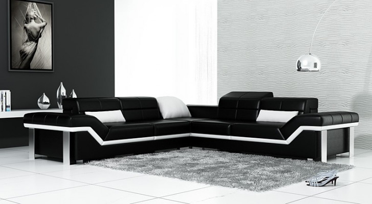 Leather sofa L-shape Couch Living area Corner sofa Suite Design Decor Modern