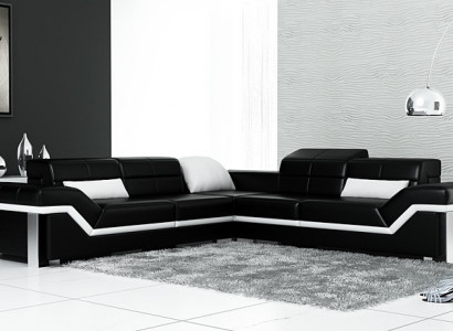 Leather sofa L-shape Couch Living area Corner sofa Suite Design Decor Modern
