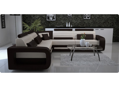 Corner sofa upholstered couch leather corner sofa living landscape L-shape upholstery set