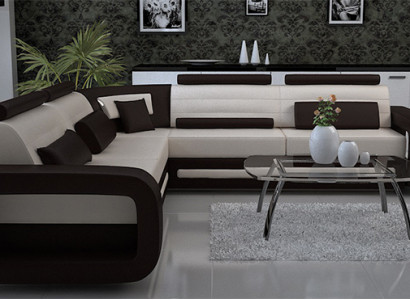 Corner sofa upholstered couch leather corner sofa living landscape L-shape upholstery set