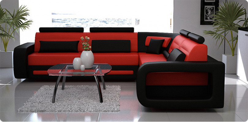 Corner sofa upholstered couch leather corner sofa living landscape L-shape upholstery set