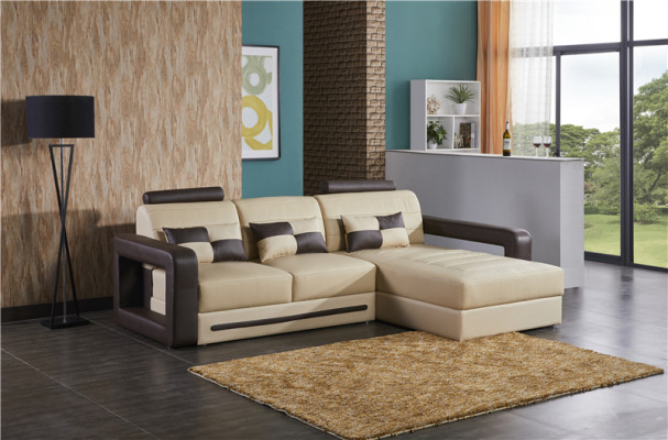 Sectional L-shaped sofa couch upholstered set living landscape leather sofa