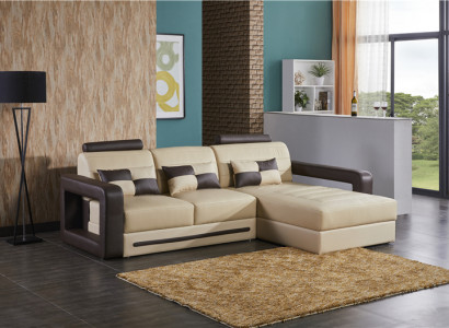 Sectional L-shaped sofa couch upholstered set living landscape leather sofa
