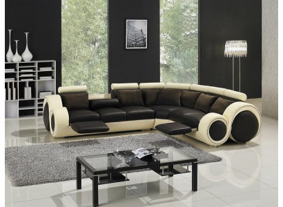 Sectional leather sofa couch upholstered corner seating living area set L-shaped fabric