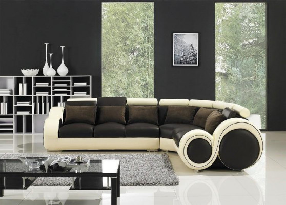 Sectional leather sofa couch upholstered corner seating living area set L-shaped fabric