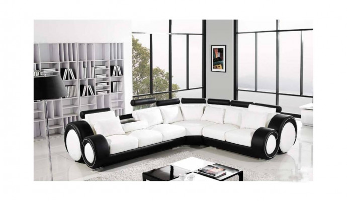 Sectional leather sofa couch upholstered corner seating living area set L-shaped fabric