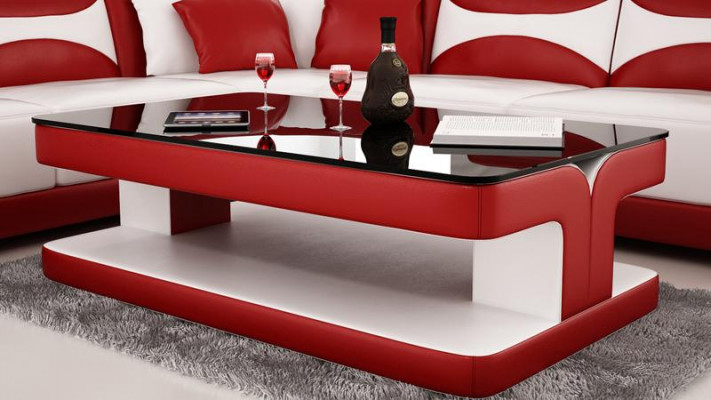 Modern leather coffee table, table, modern glass table, design tables, glass.