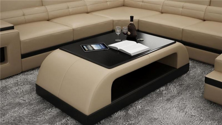 Leather coffee table, modern table, modern glass table, design tables, glass.