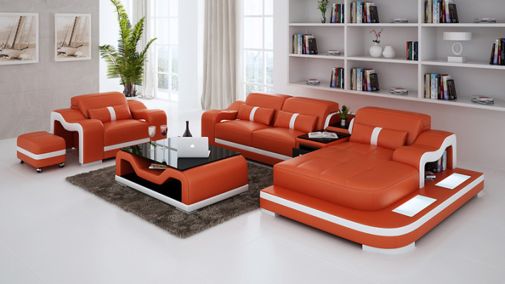 Complete set: corner couch sofa suite + table + USB corner sofa
