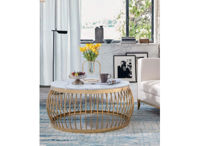 Round Designer Stone Couch Stainless Steel Sofa Table Living Design Round