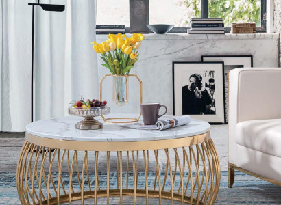 Round Designer Stone Couch Stainless Steel Sofa Table Living Design Round