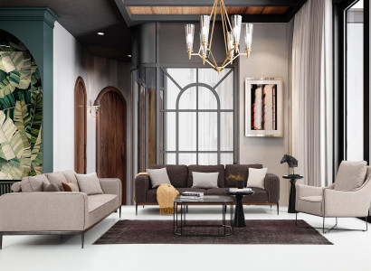 Sofa Set 221-Seater Sofa Suite Beige Sofas Armchair Modern Set