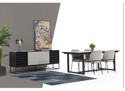 Dining area dining group dining room dining table chairs 8-piece wood black set new