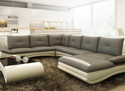 Leather sofa XXL U-shaped living room couch big leather couch sofas