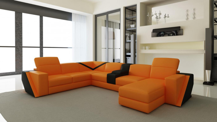 Leather sofa couch upholstered living landscape designer leather sofa U-shape