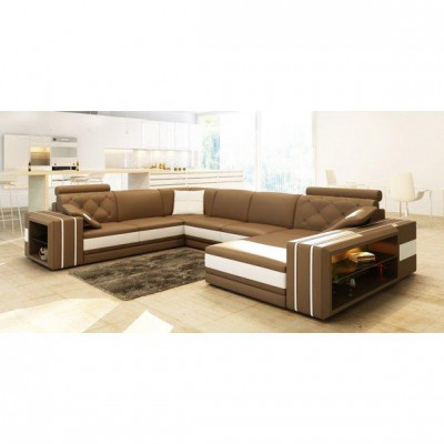 Sectional landscape corner sofa leather sofa couch upholstery seating corner suite DonbassB