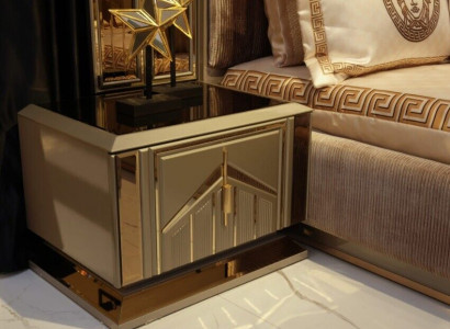 Luxury Nightstands Console Side Table Wood Furniture Bedroom Gold Metal New