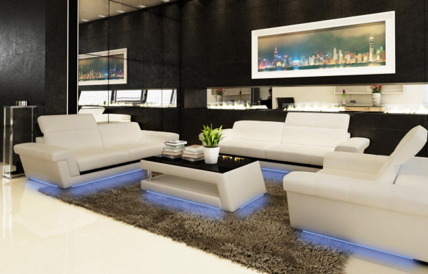 Leather sofa couch landscape 3-seater design modern sofa 5136_3ER