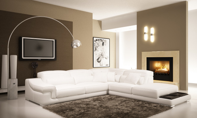 Multi-function reclining sectional leather sofa couch upholstered corner seating set