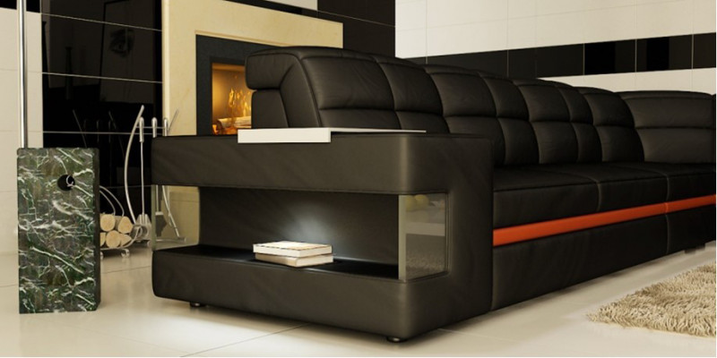 Leather sofa designer sofa corner sofa couch upholstered sofa corner suite with lighting
