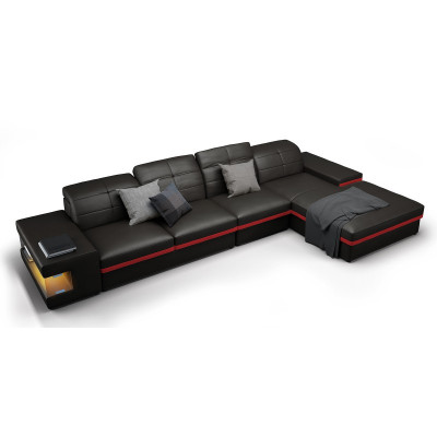 Corner sofa couch L-shaped couch upholstered designer leather XXL leather sofa
