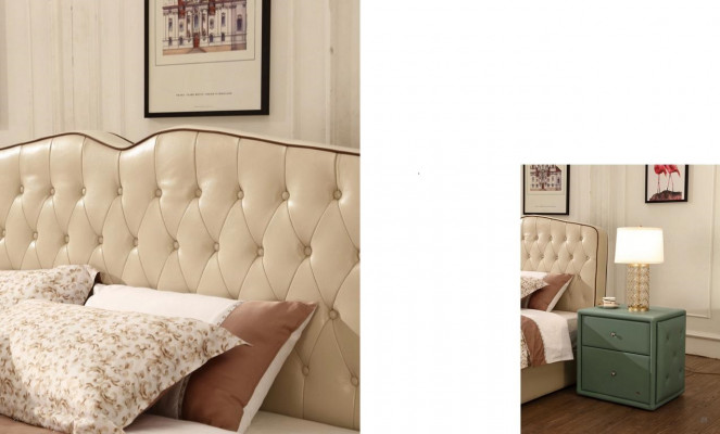 Modern design hotel beds bed XXL luxury double leather Chesterfield