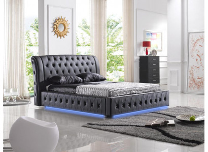 Modern hotel design bed XXL beds luxury double leather Chesterfield