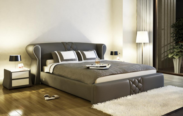 Leather Upholstered Bed Beds Hotel Classic Designer Double Marriage Bedroom New