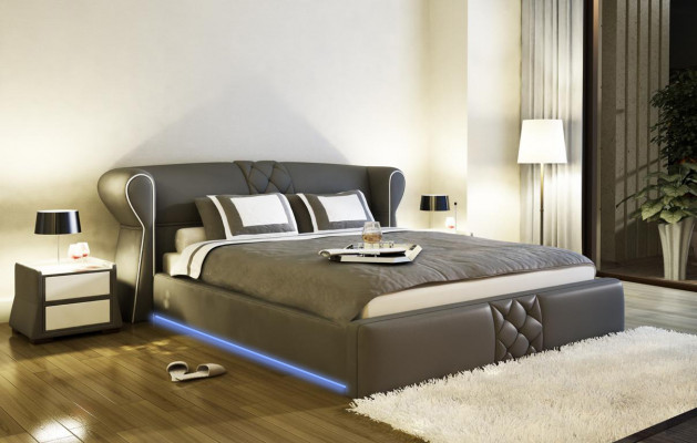 Leather Upholstered Bed Beds Hotel Classic Designer Double Marriage Bedroom New