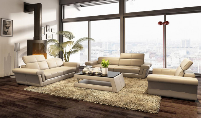 Leather sofa couch landscape 3-seater design modern sofa 5136_3ER