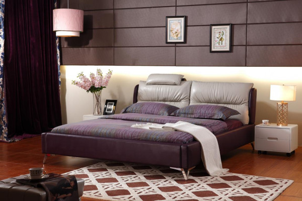 Modern luxury design bed XXL beds style decor hotel double leather 140 160