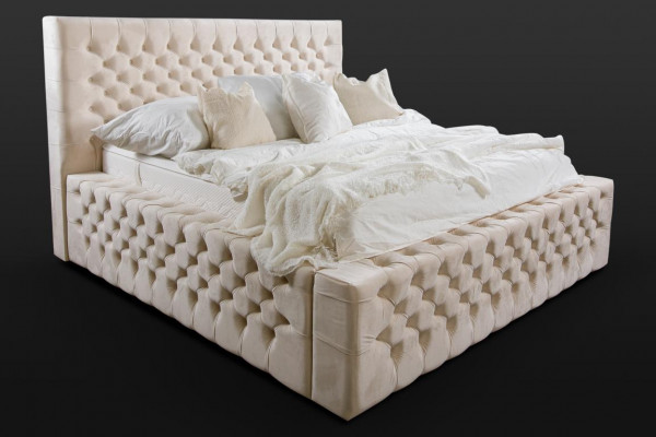 Luxury bed Chesterfield velvet beds textile double hotel furniture 140x200