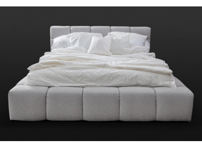 Bed grey double bedroom luxury design elegant upholstery fabric new