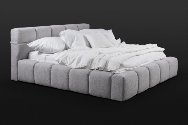 Bed grey double bedroom luxury design elegant upholstery fabric new