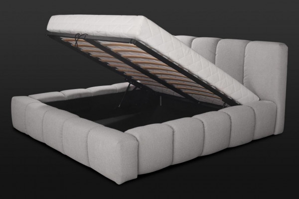 Bed grey double bedroom luxury design elegant upholstery fabric new