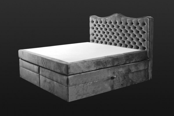 Bed frame gray chesterfield bedroom design elegant fabric classic furniture