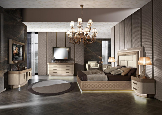 Bedside table, dresser, bedroom set, design luxury complete Italy new 7-piece set.