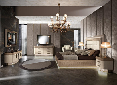 Bedside table, dresser, bedroom set, design luxury complete Italy new 7-piece set.