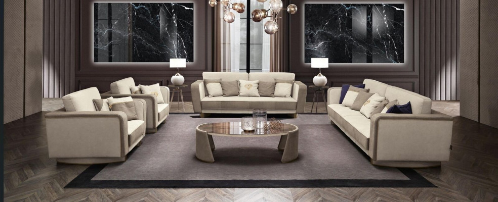 Luxury furniture sofa set couch sofa upholstery 3 3 1 1 seater coffee table wood 5-piece.