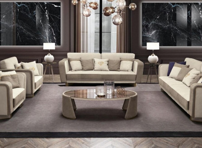 Luxury furniture sofa set couch sofa upholstery 3 3 1 1 seater coffee table wood 5-piece.