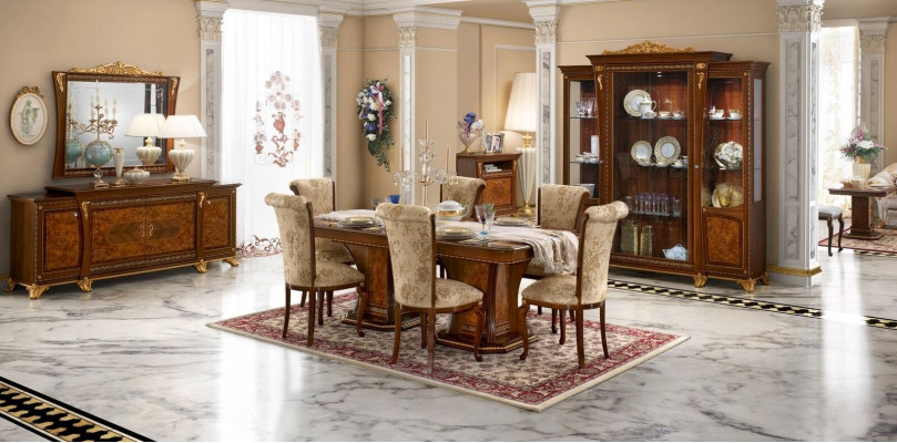 Living Room Set Display Cabinet Table 6x Chair Sideboard Mirror Baroque New 10-piece set.