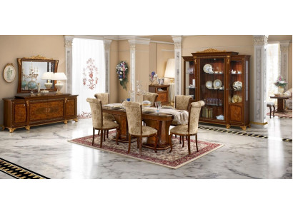 Living Room Set Display Cabinet Table 6x Chair Sideboard Mirror Baroque New 10-piece set.