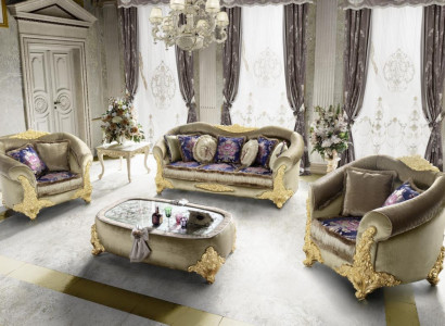 Sofa Couch Velvet Upholstery Seat 3+1+1 Seater Design Couches Sofas Wood New Suite